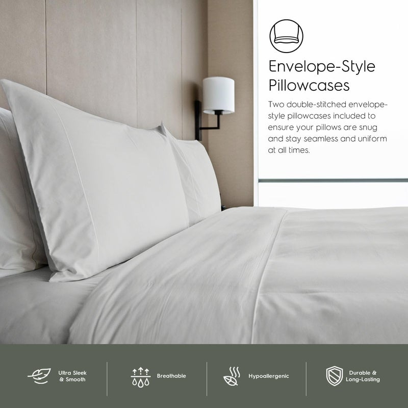 Tafts Twin Sheets Set, Pure 100% Viscose derived from Bamboo Bed Sheets Set, Luxuriously Soft, Silky, Cooling Sheets, Double Stitched, Lifetime Quality Promise (Light Grey) - Image 5